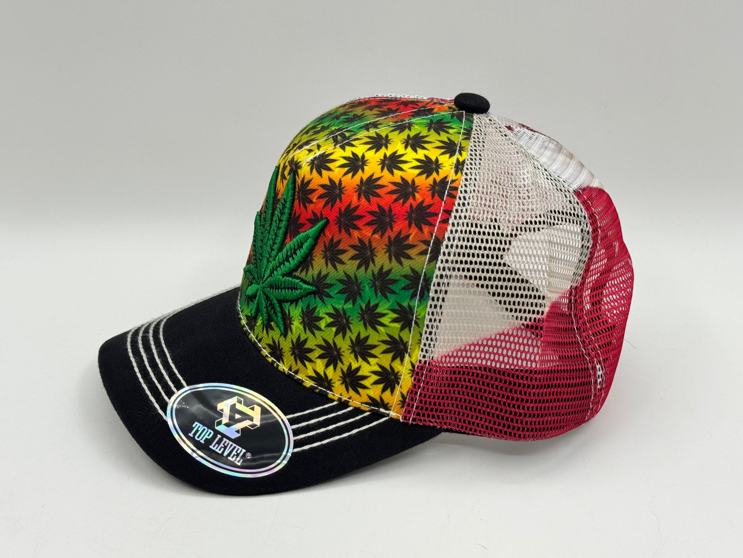 Rasta Leaf Trucker Cap – Top Level