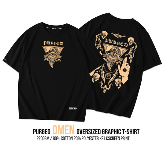 PURGED OMEN Oversized Graphic T-Shirt (Small - 4XL)