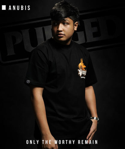 PURGED ANUBIS BLACK Oversized Graphic T-Shirt