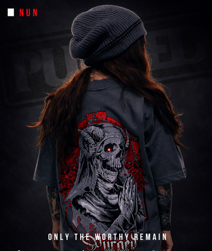 PURGED NUN Oversized Graphic T-Shirt