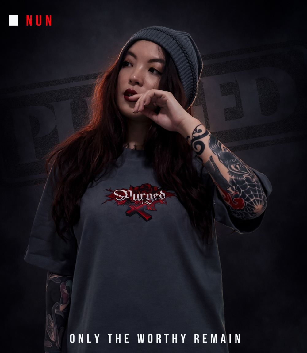PURGED NUN Oversized Graphic T-Shirt