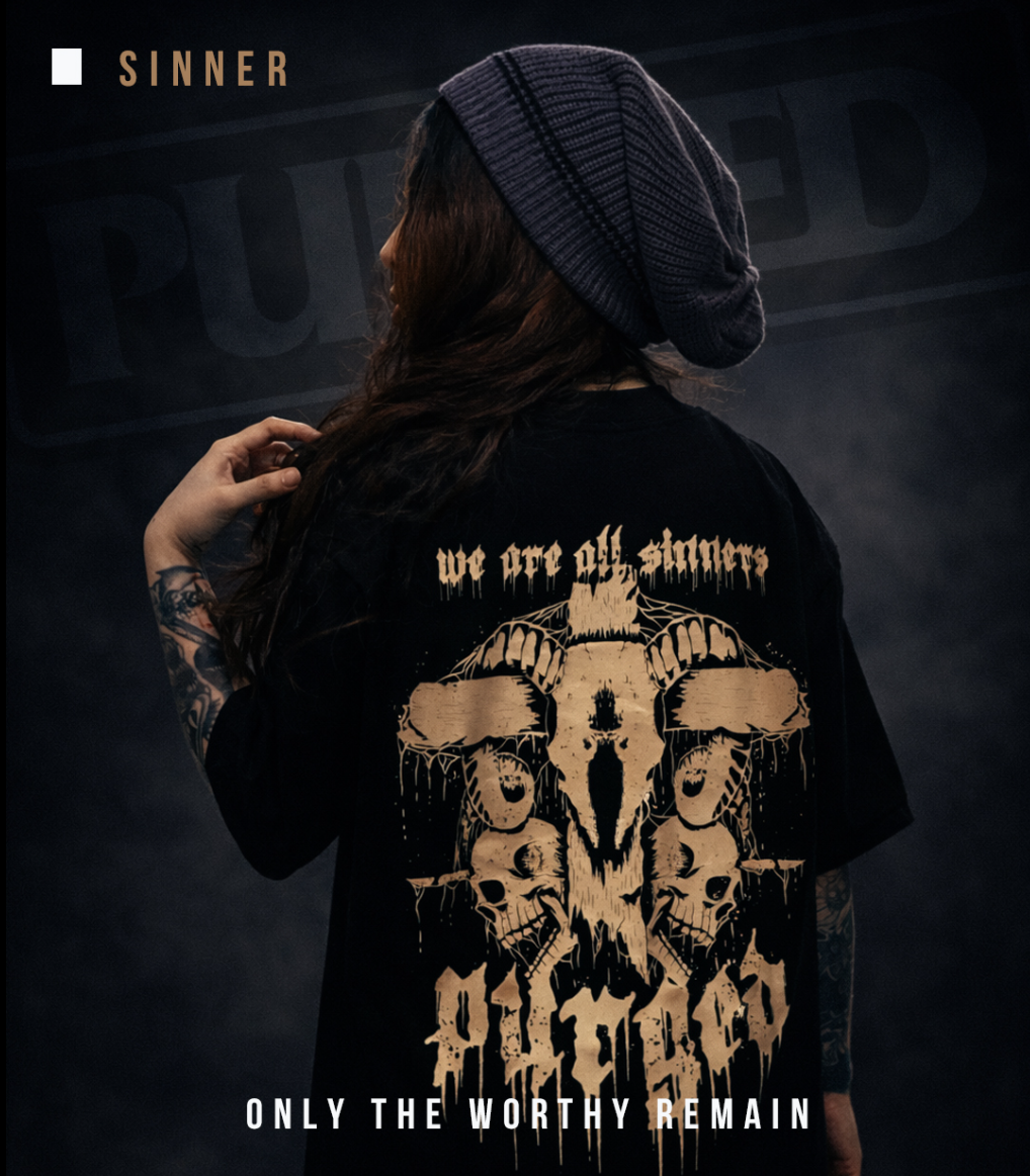 PURGED SINNER Oversized Graphic T-Shirt