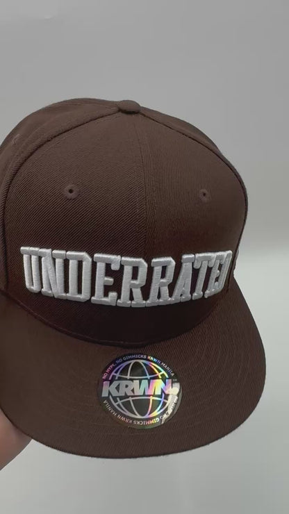 “Underrated” Snapback Cap – Brown by KRWN