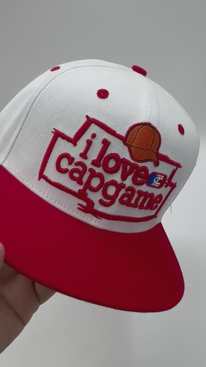 I Love Cap Game – Red/White Two-Tone Snapback by Theitz Capszone