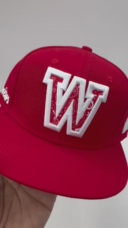 Red Paisley “W” Snapback by WIP CAPS x Brodiecaps