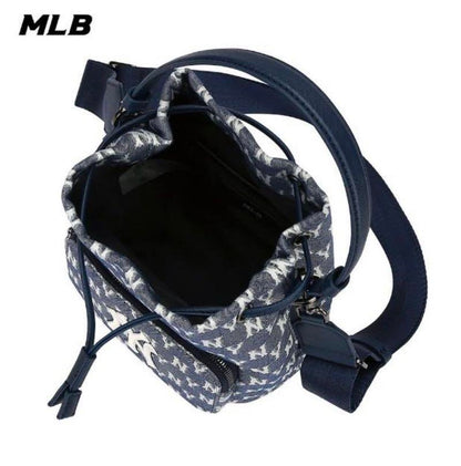 MLB Monogram Jacquard Bucket Drawstring Bag – Navy