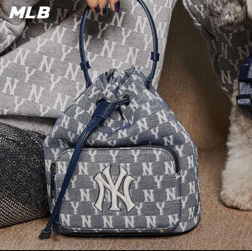 MLB Monogram Jacquard Bucket Drawstring Bag – Navy