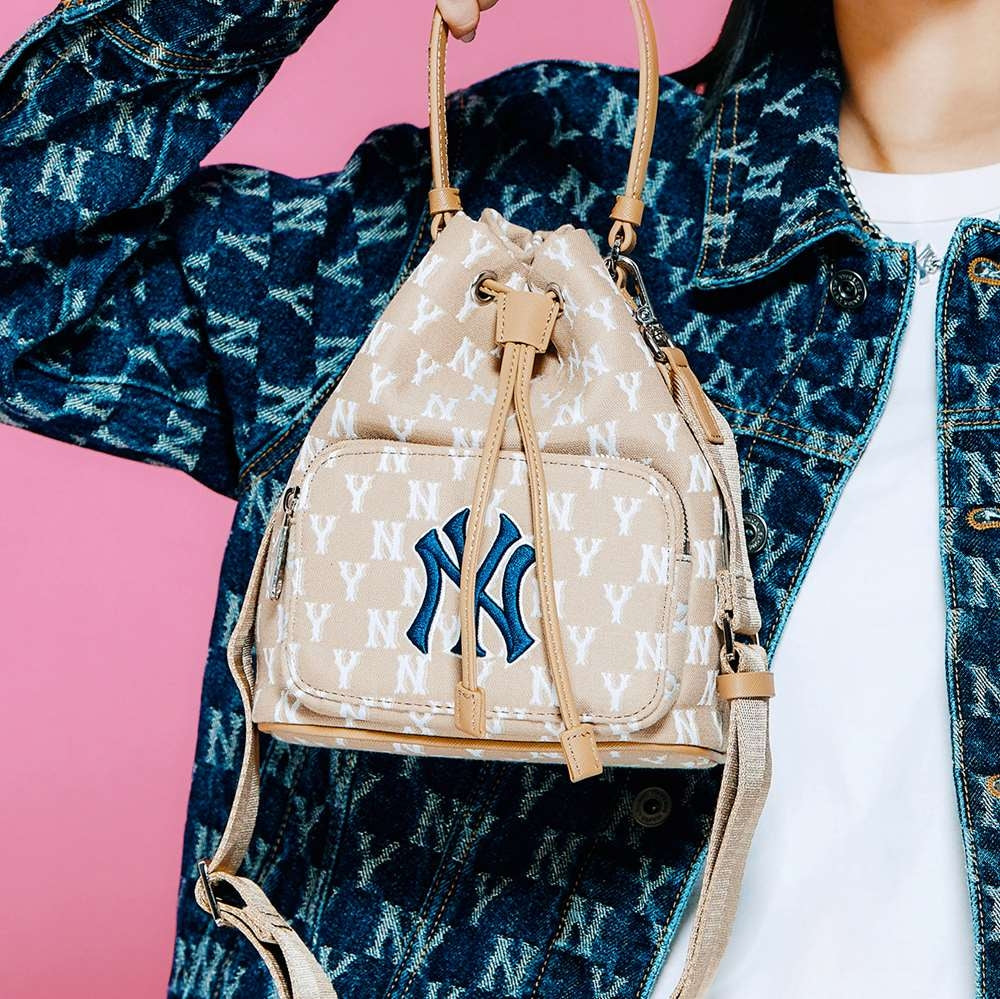 MLB Korea Monogram Bucket Bag – New York Yankees (Beige)