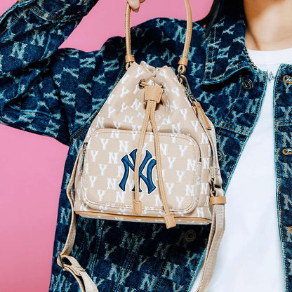 MLB Korea Monogram Bucket Bag – New York Yankees (Beige)