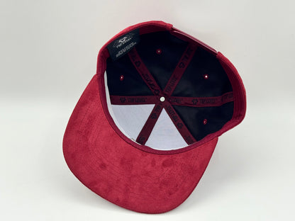 Royal Bear Suede Snapback Cap – Red
