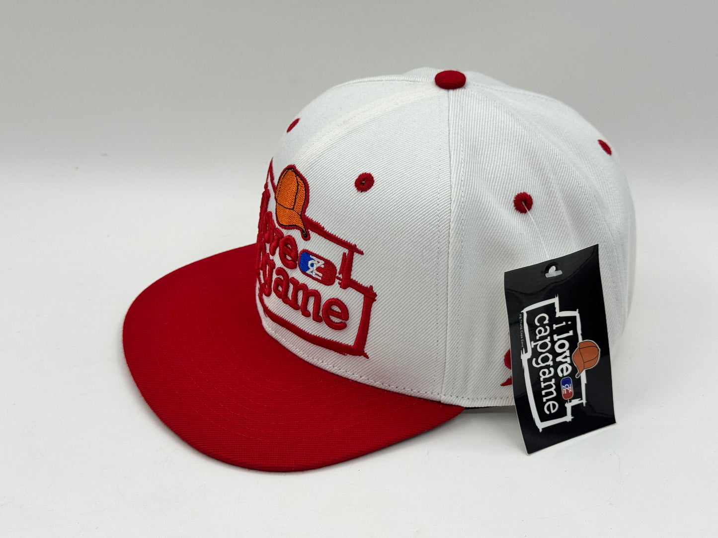 I Love Cap Game – Red/White Two-Tone Snapback by Theitz Capszone