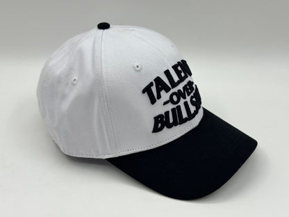 “Talent Over Bullshit” Dad Hat – White/Black by KRWN