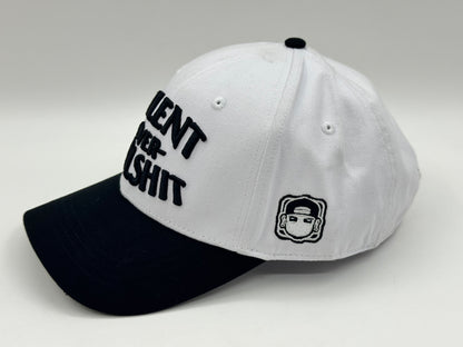 “Talent Over Bullshit” Dad Hat – White/Black by KRWN