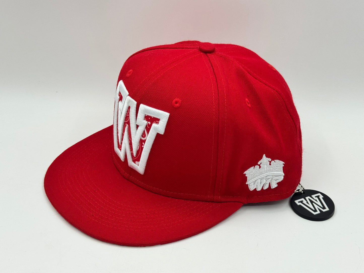 Red Paisley “W” Snapback by WIP CAPS x Brodiecaps