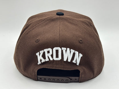 “Underrated” Snapback Cap – Brown / Black by KRWN