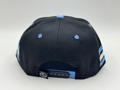Hockey Lace Snapback Cap – Black / Sky Blue