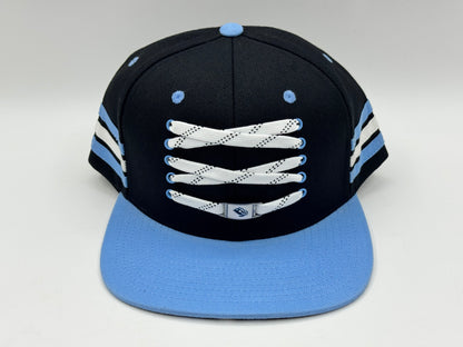Hockey Lace Snapback Cap – Black / Sky Blue