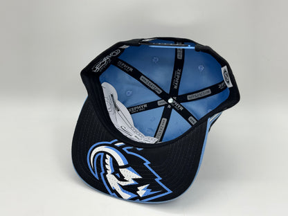 Hockey Lace Snapback Cap – Black / Sky Blue