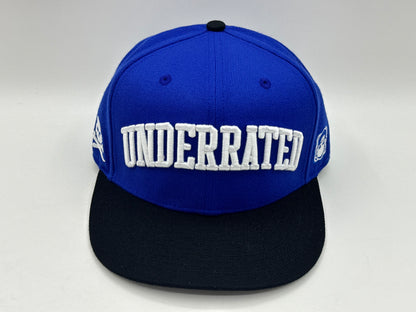 “Underrated” Snapback Cap – Royal Blue / Black by KRWN