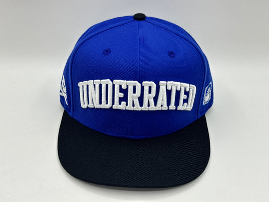 “Underrated” Snapback Cap – Royal Blue / Black by KRWN