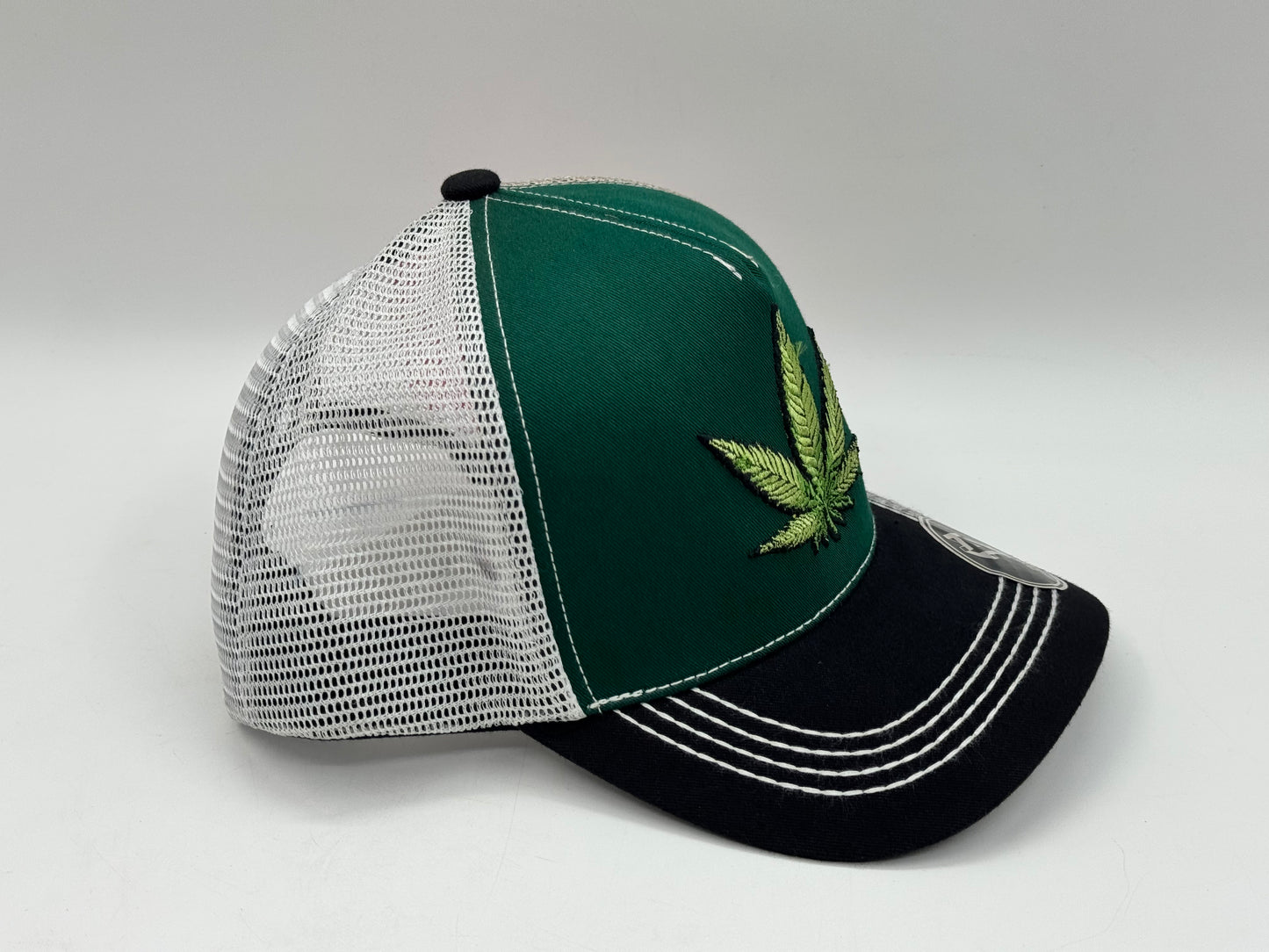 Leaf Patch Trucker Cap (Green/Black/White)