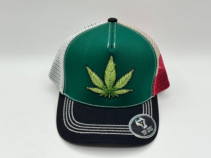 Leaf Patch Trucker Cap (Green/Black/White)