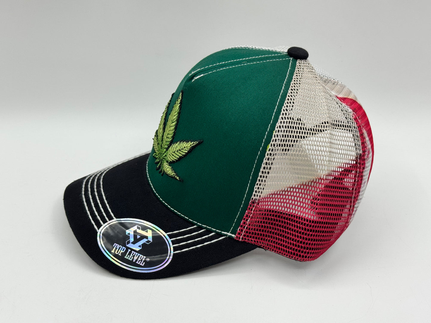 Leaf Patch Trucker Cap (Green/Black/White)