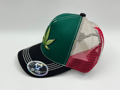 Leaf Patch Trucker Cap (Green/Black/White)