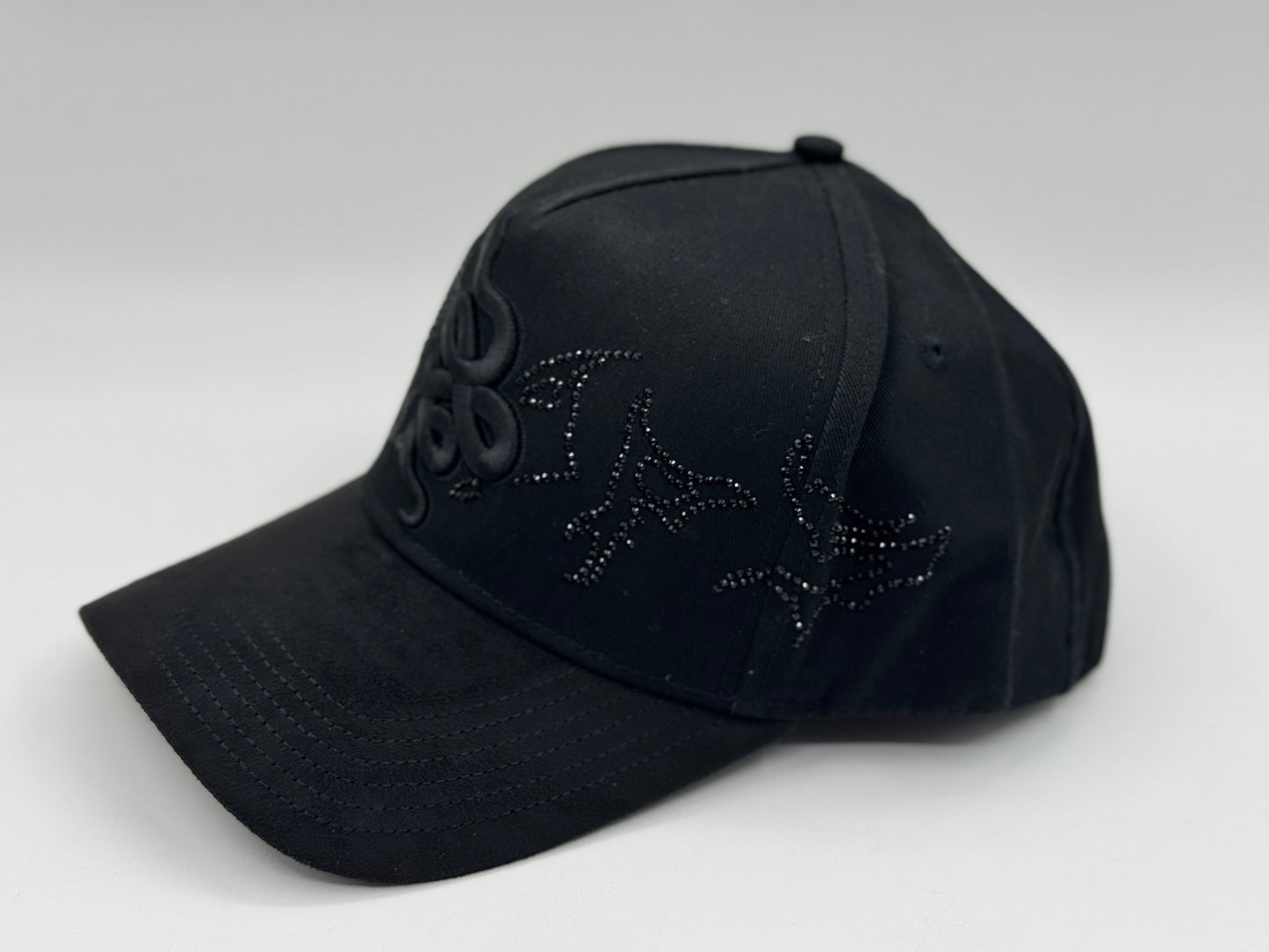 DK All-Black Snake Embroidery Snapback Cap