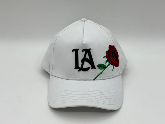 LA Rose Embroidered Cap – White
