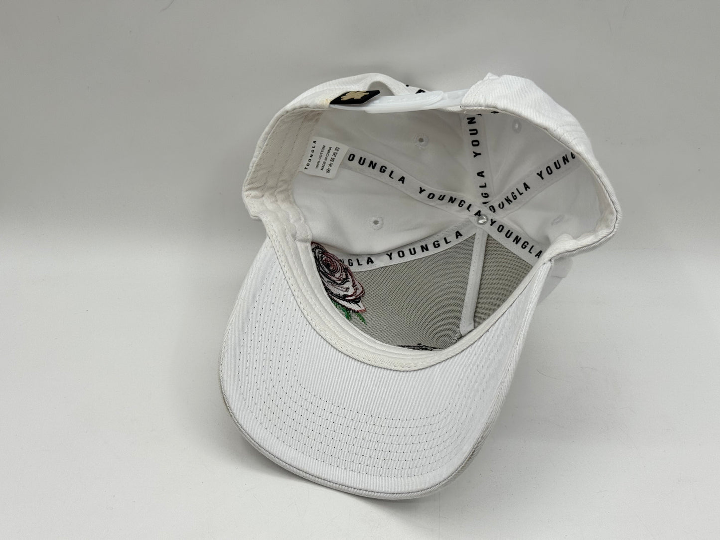 LA Rose Embroidered Cap – White