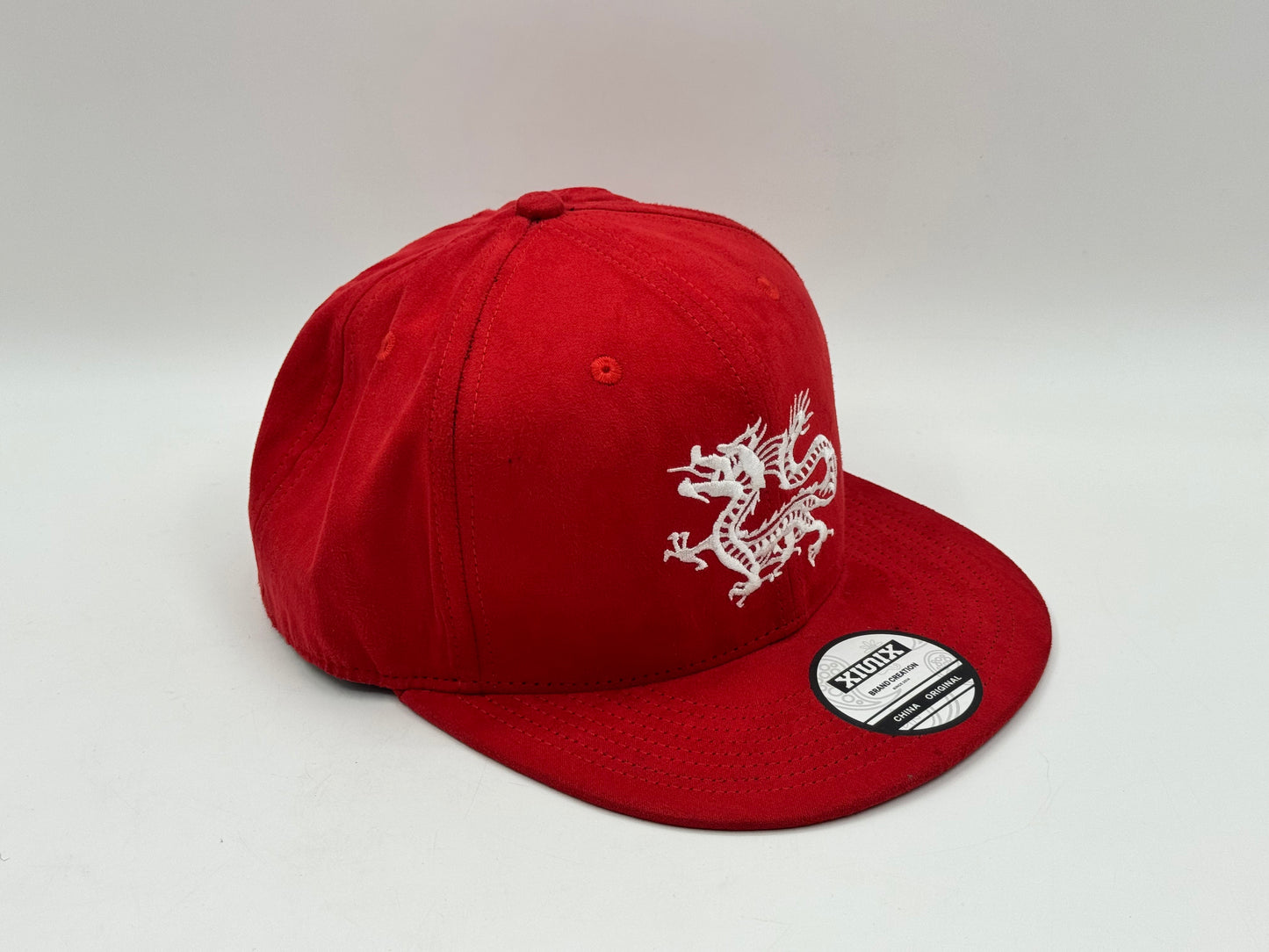 Dragon Embroidered Snapback Cap – Red
