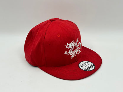 Dragon Embroidered Snapback Cap – Red