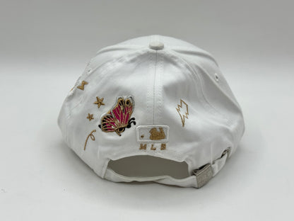 NY Floral Embroidered Cap – White / Gold