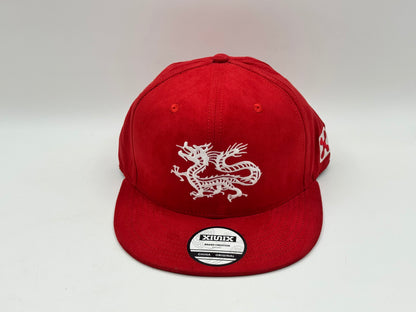 Dragon Embroidered Snapback Cap – Red
