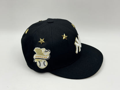 NY MLB Star Studded Snapback Cap – Black / Gold