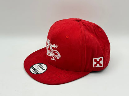 Dragon Embroidered Snapback Cap – Red