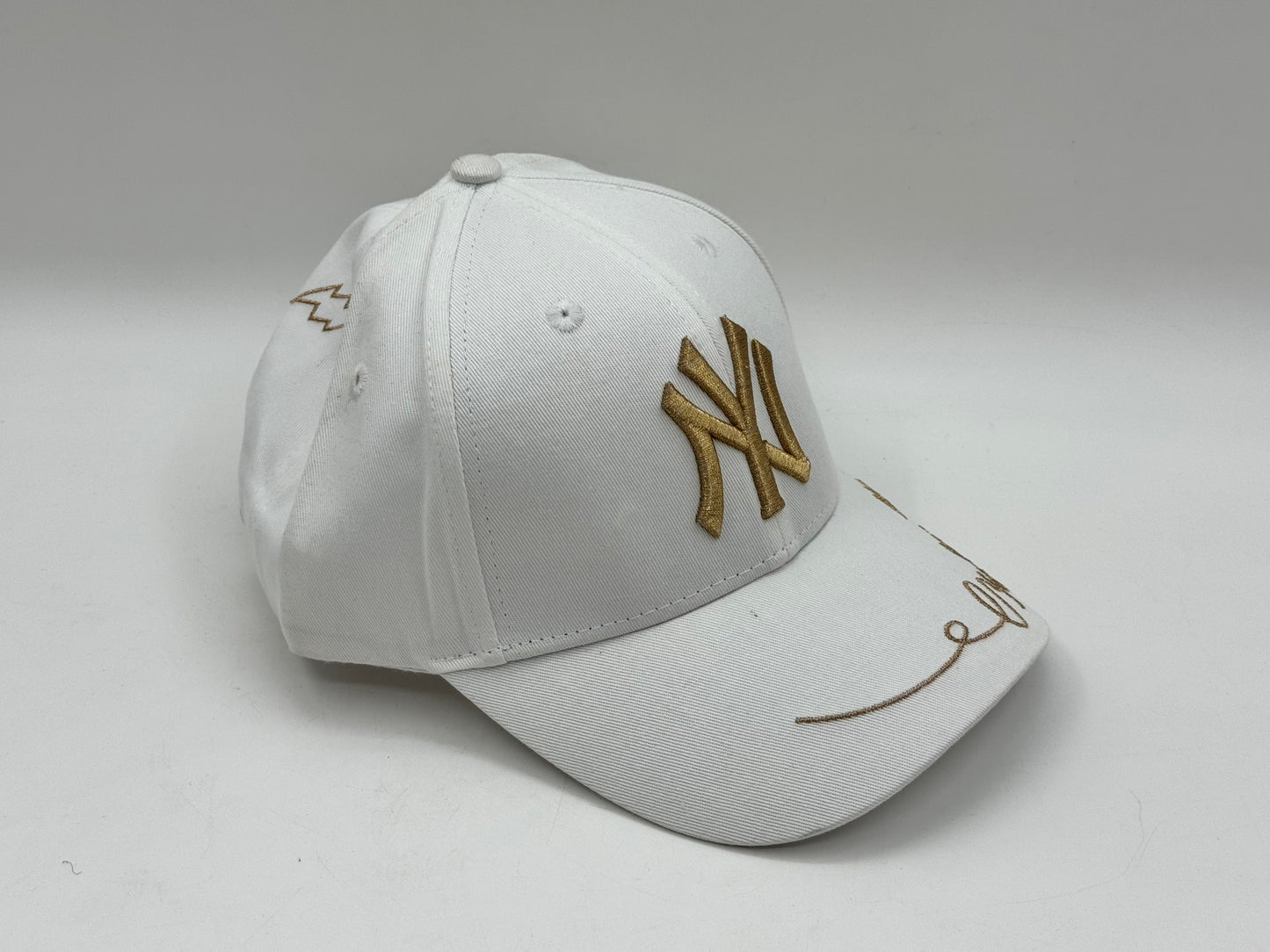 NY Floral Embroidered Cap – White / Gold